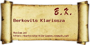Berkovits Klarissza névjegykártya